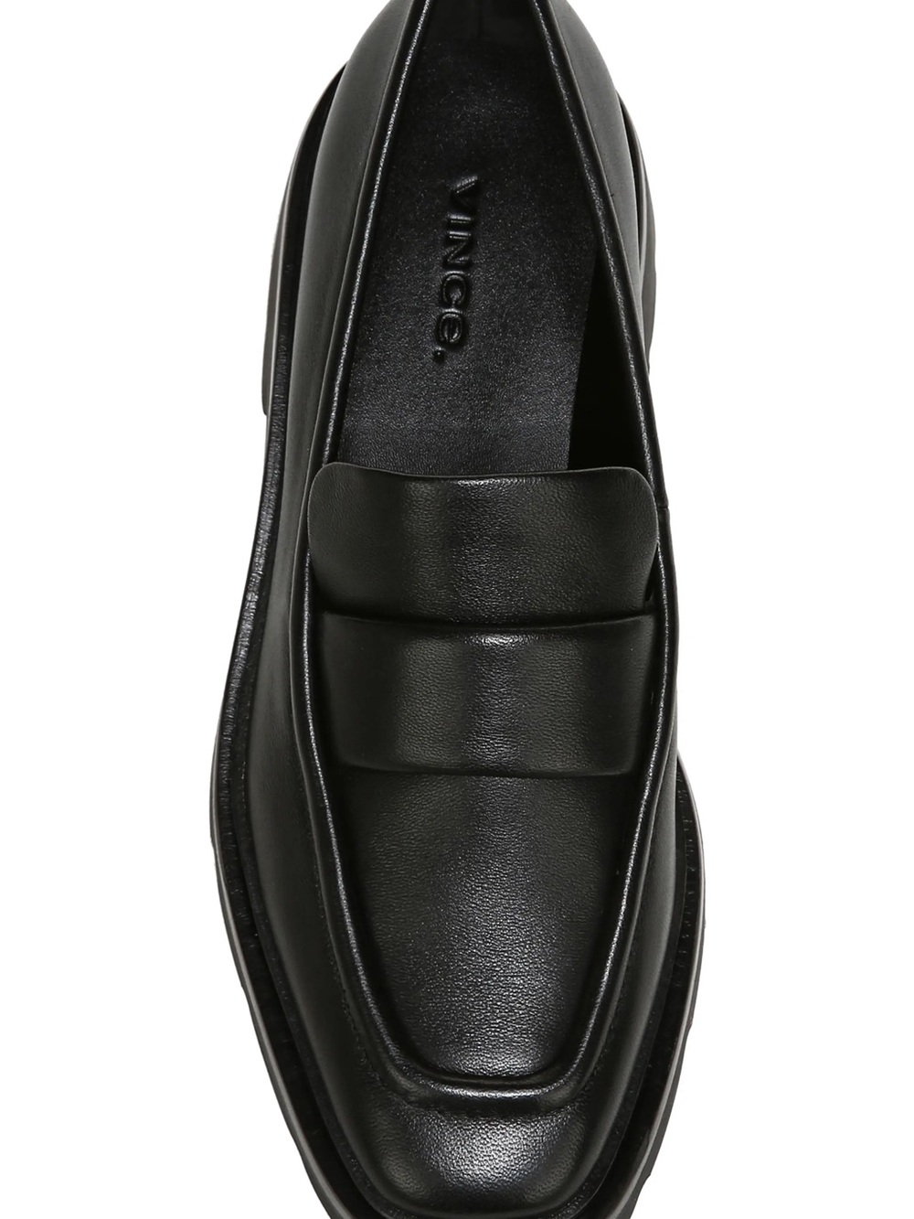 Vince Women's Robin Lug Sole Penny Loafers in black leather